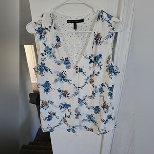 White House Black Market Blue Floral Blouse